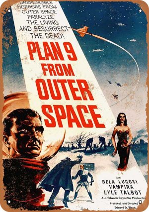 Plan 9 From Outer Space 1959 Movie Poster Metal Sign 9" x 12"