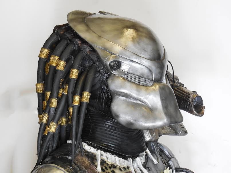 Predator Head with Helmet Life Size Replica Mask - Click Image to Close