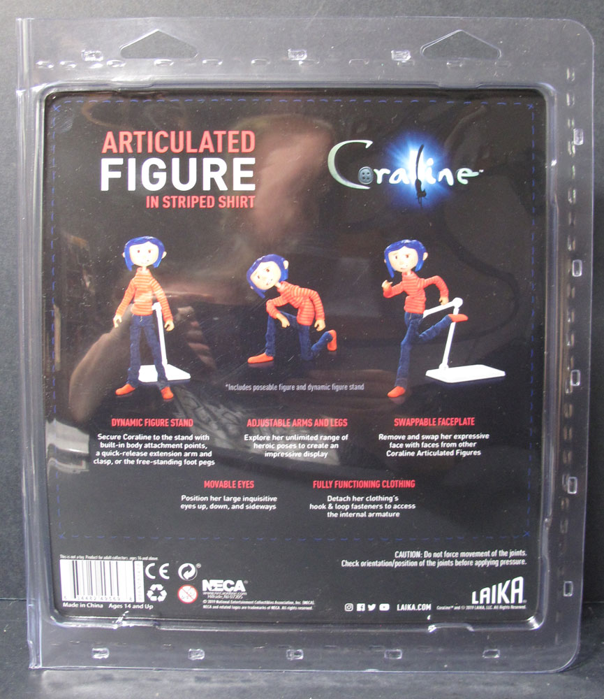 NECA CORALINE In Striped Shirt & Jeans 7" Poseable Articulated Clothed Figure 