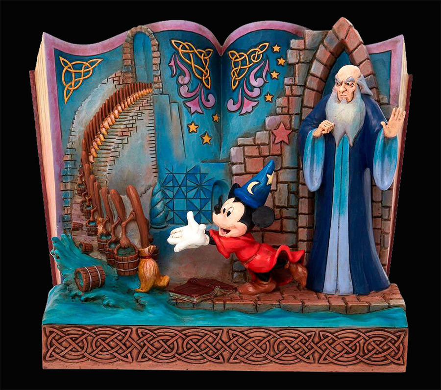 Disney Fantasia Mickey Mouse and Wizard Storybook Statue - Click Image to Close
