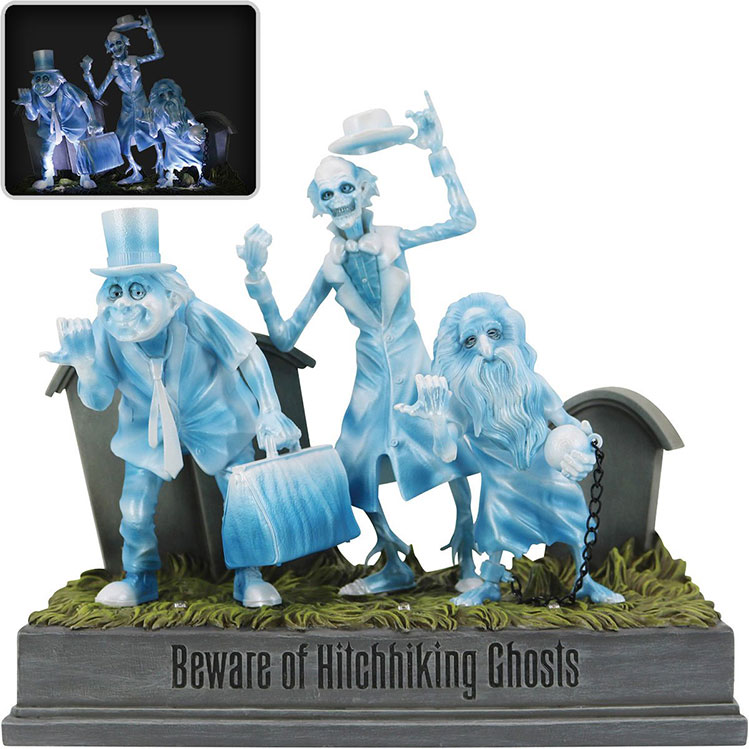 Disney Haunted Mansion Hitchhiking Ghosts Statue W Lights - Click Image to Close