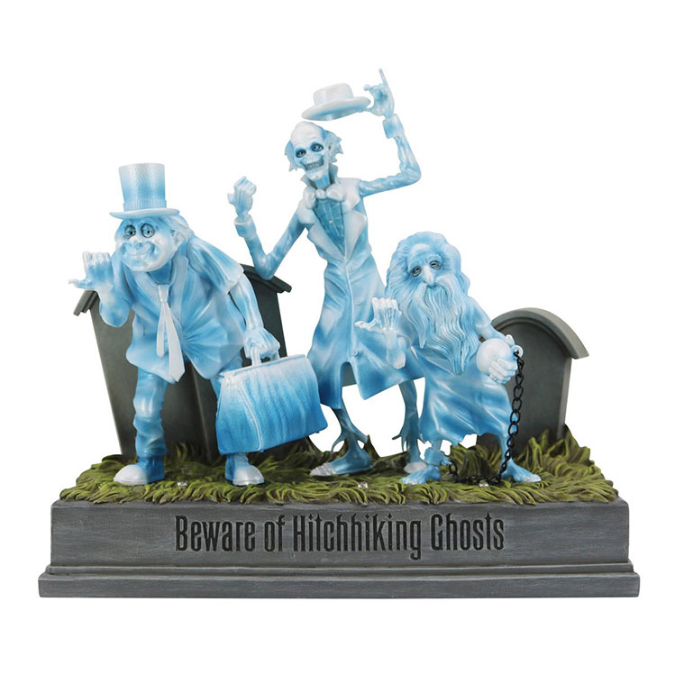 Disney Haunted Mansion Hitchhiking Ghosts Statue W Lights - Click Image to Close