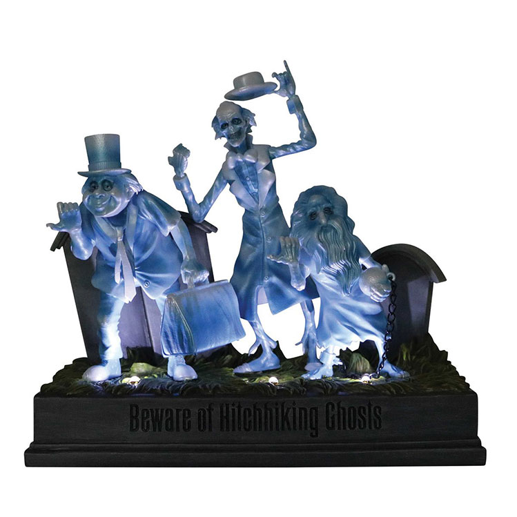 Disney Haunted Mansion Hitchhiking Ghosts Statue W Lights - Click Image to Close