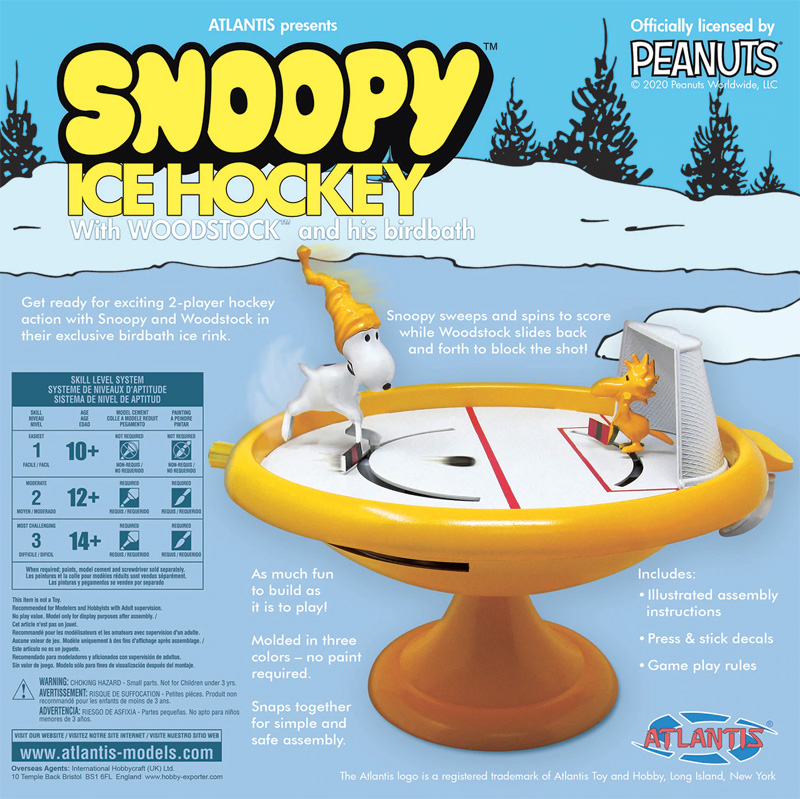 Snoopy Ice Hockey Game with Woodstock Snap Together Model Kit - Click Image to Close