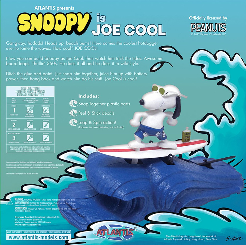 Snoopy is Joe Cool Monogram Re-Issue Model Kit by Atlantis - Click Image to Close