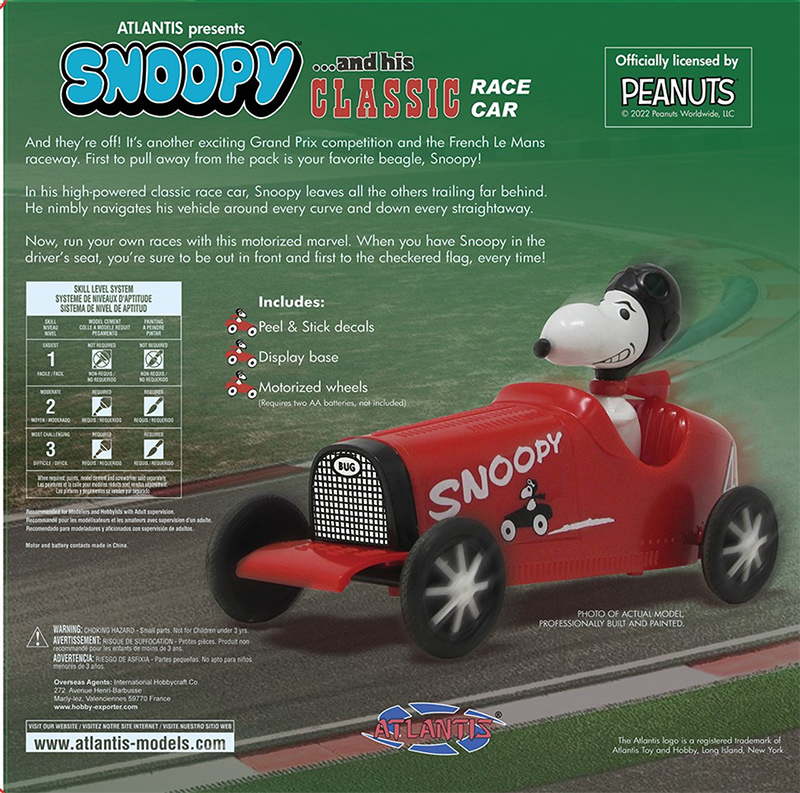 Snoopy and His Bugatti Race Car Monogram Re-Issue Model Kit by Atlantis - Click Image to Close