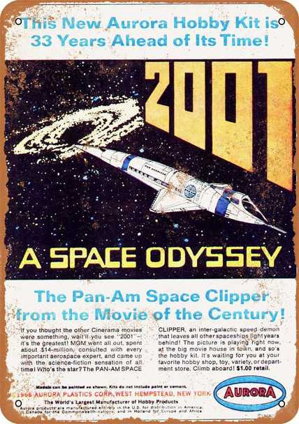 2001: A Space Odyssey Aurora Space Clipper 9" x 12" Metal Sign - Click Image to Close