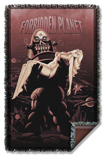 Forbidden Planet Poster Woven Tapestry Throw Blanket - Click Image to Close