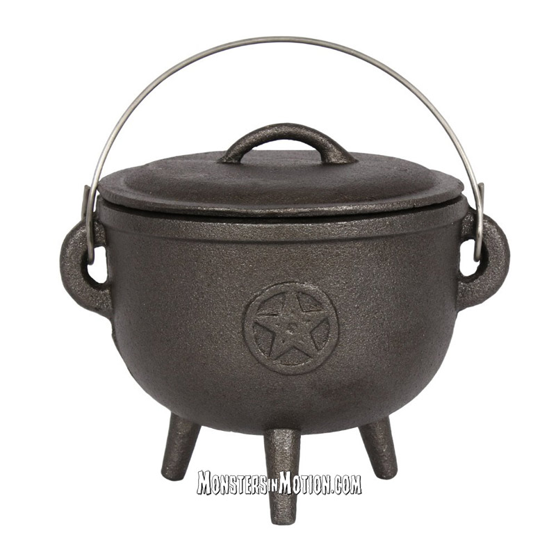 Cast Iron Cauldron 6 Inch with Pentagram - Click Image to Close