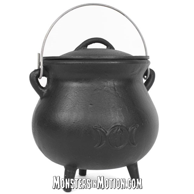 Cast Iron Cauldron 7.5 Inch with Triple Moon Design - Click Image to Close