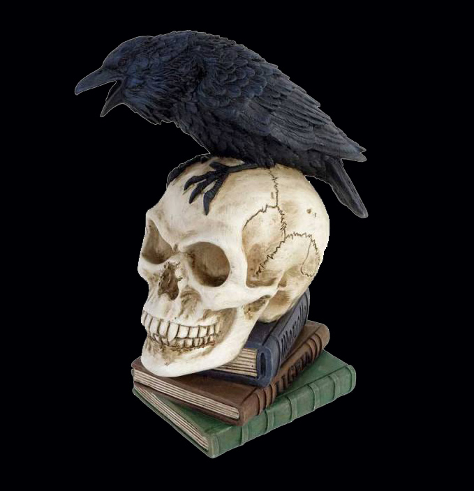 Poe's Raven with Skull England 1977 8 Inch Statue Edgar Allen Poe - Click Image to Close