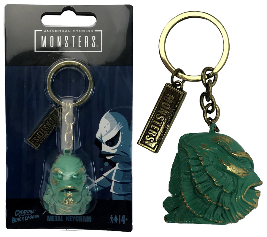 Creature From The Black Lagoon Head Sculpted Metal Keychain - Click Image to Close