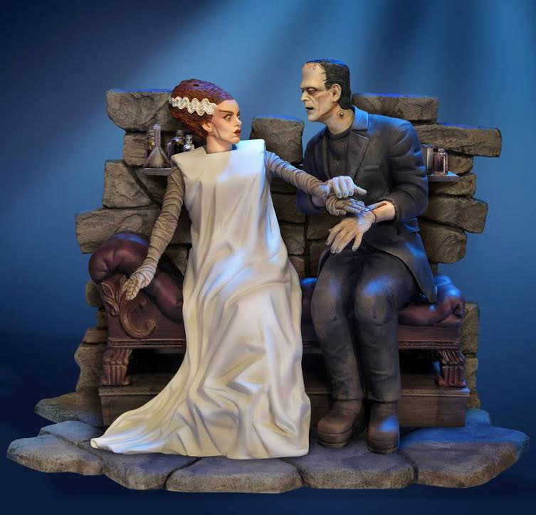 Frankenstein Bride and Monster 1/8 Scale Prepainted Statue Moebius - Click Image to Close