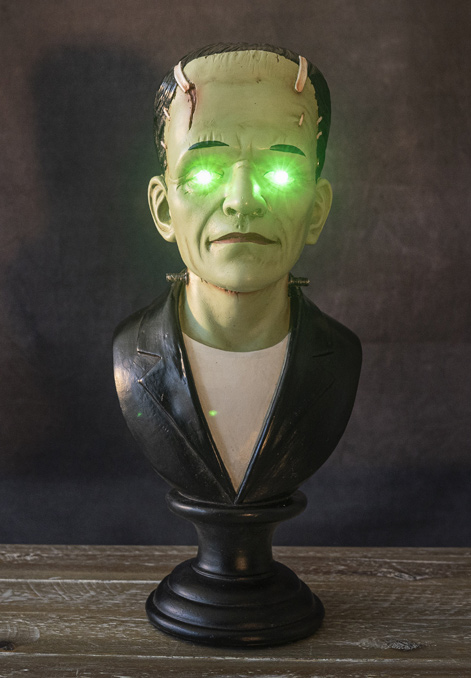 Frankenstein's Monster 14 Inch Statue Bust With LED Light Eyes - Click Image to Close