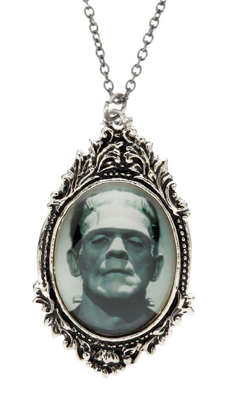 Frankenstein Boris Karloff Framed Pendant Necklace - Click Image to Close