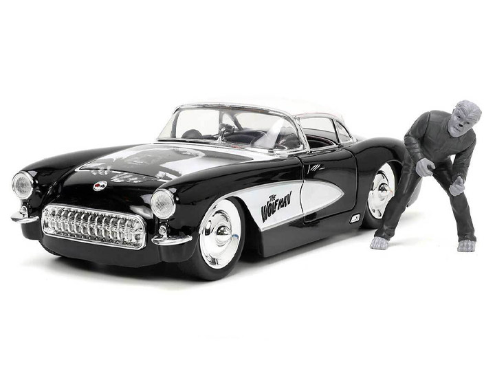 Wolfman 1957 Chevy Corvette 1/24 Scale Die-Cast Vehicle with Figure - Click Image to Close