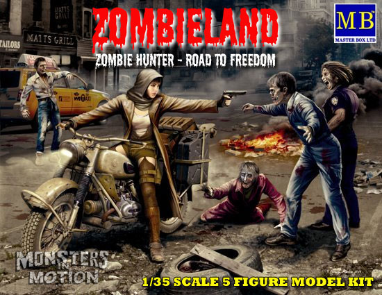 Zombie Hunter Road to Freedom 1/35 Scale 5 Figure Model Kit Zombieland Series - Click Image to Close