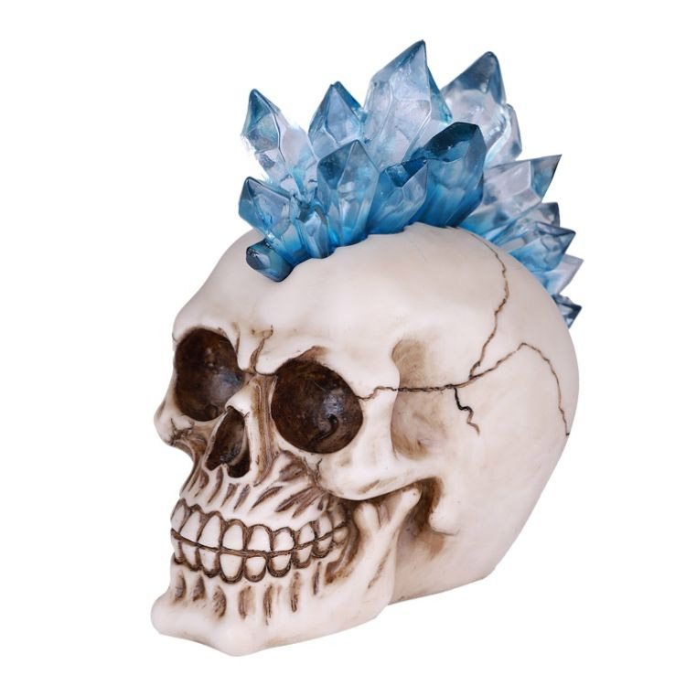 Skull with Crystal Mohawk and LED Lights - Click Image to Close