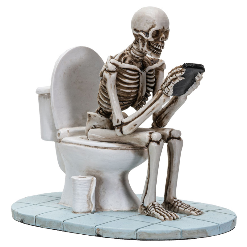 Skeleton on the Toilet Statue - Click Image to Close