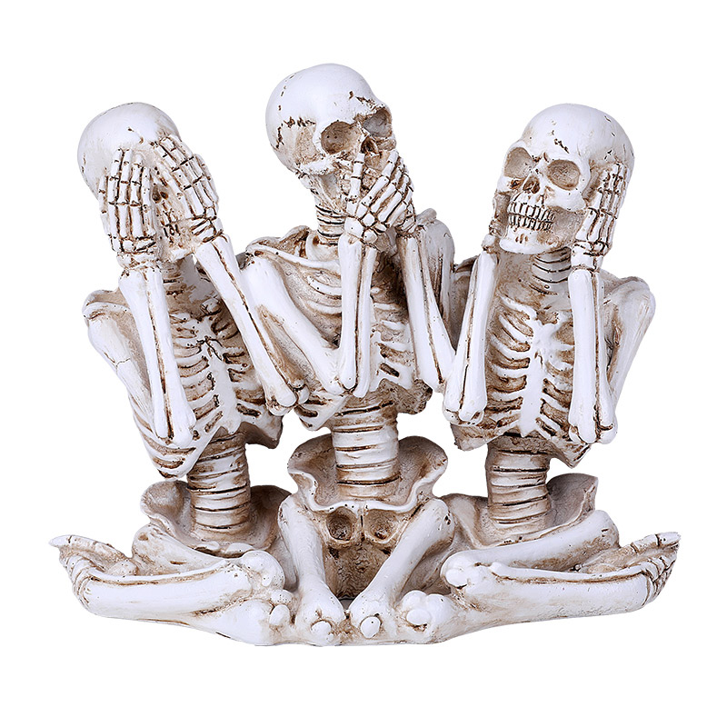 Skeletons Hear, See, Speak No Evil Statue - Click Image to Close