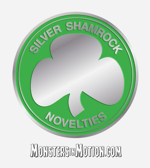 Halloween III Season of the Witch Silver Shamrock Logo Enamel Pin - Click Image to Close
