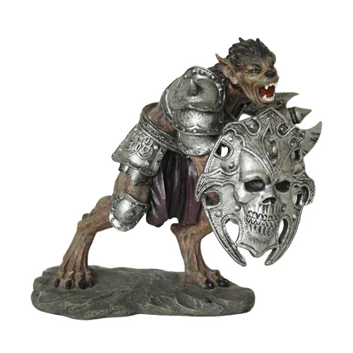 Wolfman Warrior With Battleaxe Hand Painted Resin Statue - Click Image to Close