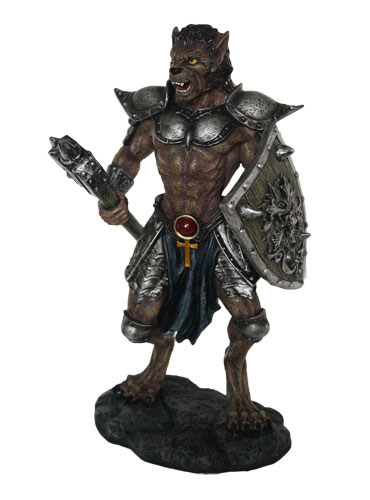 Wolfman Warrior with Club Hand Painted Resin Statue - Click Image to Close