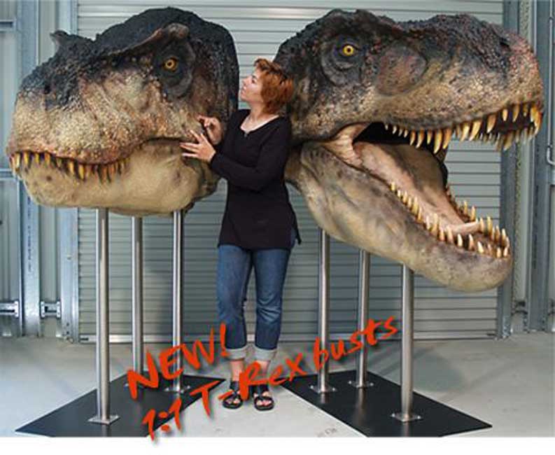 T-REX (open jaw) - Life-size Collectible Statue - Click Image to Close