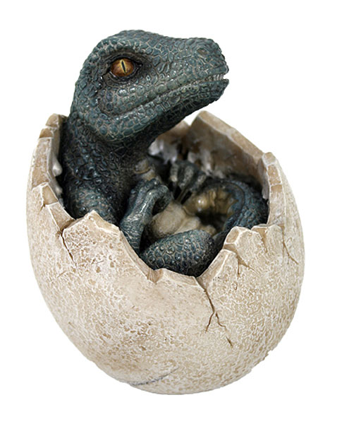 Dinosaur Egg Green Dino Version 4" Hand Painted Statue - Click Image to Close