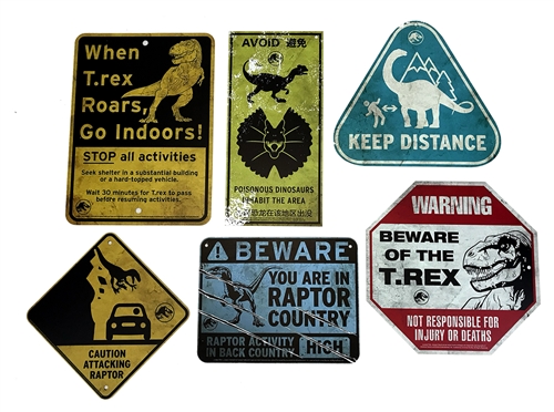 Jurassic World Metal Warning Signs Scaled Prop Replica - Click Image to Close