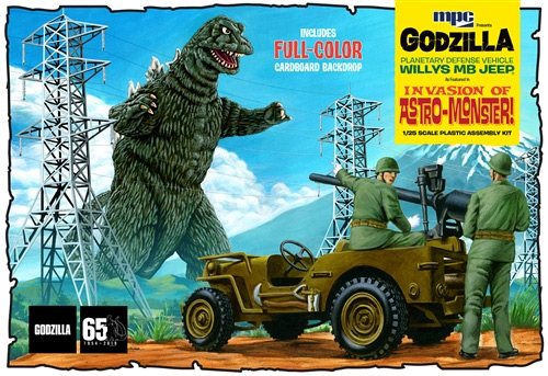 Godzilla Army Jeep 1/25 Scale Model Kit - Click Image to Close