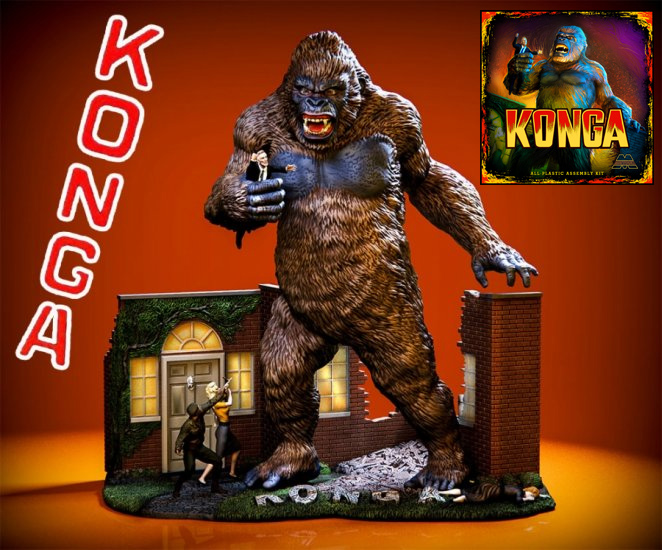 Konga 1961 Giant Gorilla Ape Plastic Model Kit by Monarch - Click Image to Close