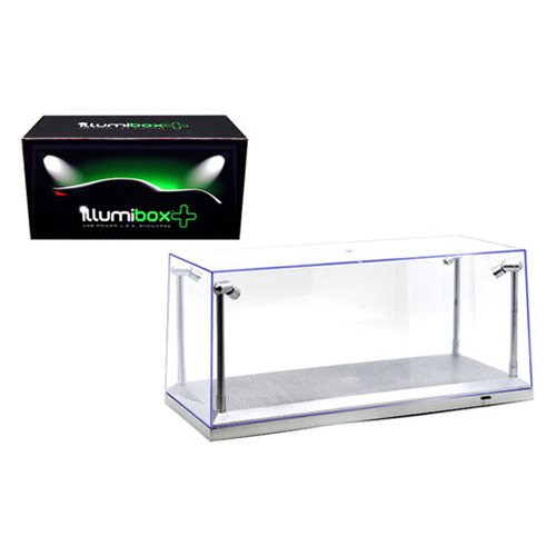 IllumiBox Plus 14-Inch L.E.D. Light Crystal Clear Silver Display Case Showcase - Click Image to Close
