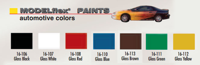 Modelflex Automotive Model Paint Set of 7 Colors - Click Image to Close