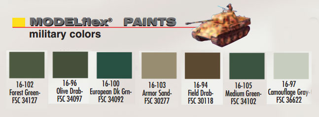 Modelflex Miltary Model Paint Set of 7 Colors - Click Image to Close