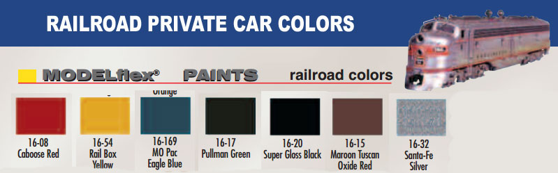 Modelflex Railroad Private Car Model Paint Set of 7 Colors - Click Image to Close