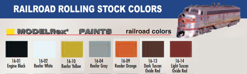 Modelflex Railroad Rolling Stock Model Paint Set of 7 Colors - Click Image to Close