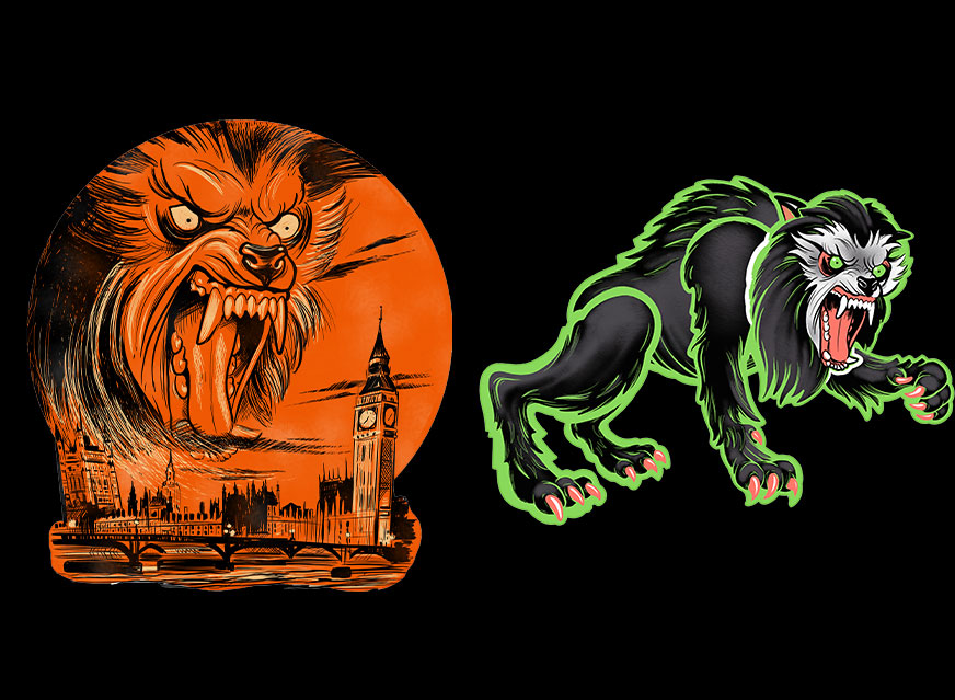 American Werewolf In London Classic Halloween Wall Decor Set Series 1 - Click Image to Close