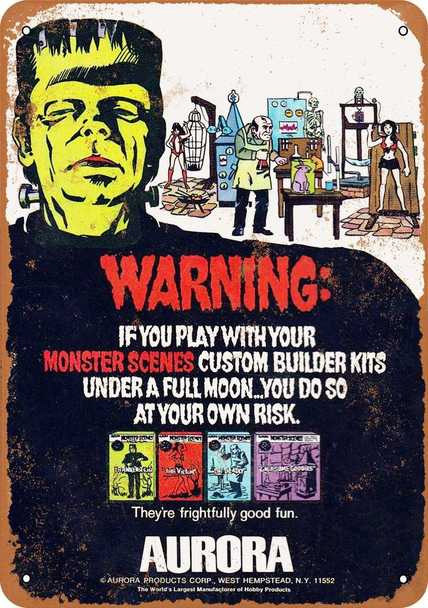 Aurora Monster Scenes Model Kits 10" x 14" Metal Sign - Click Image to Close