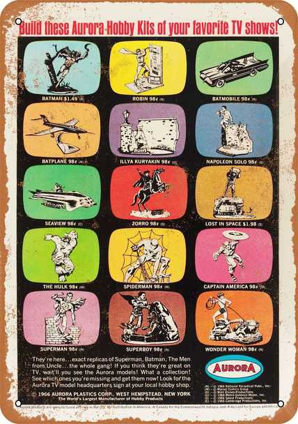 Aurora 1967 Model Kits 9" x 12" Metal Sign - Click Image to Close