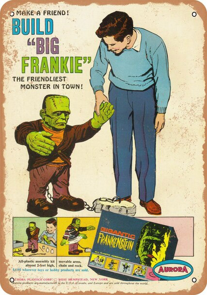 Aurora Big Frankie Frankenstein 10" x 14" Metal Sign - Click Image to Close