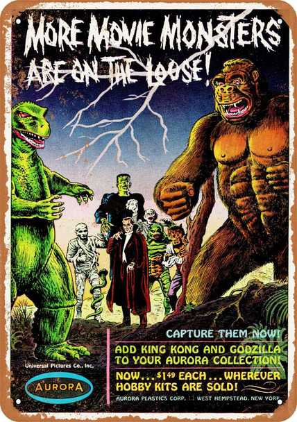 Aurora Movie Monsters on the Loose 1964 Metal Sign 9" x 12" - Click Image to Close