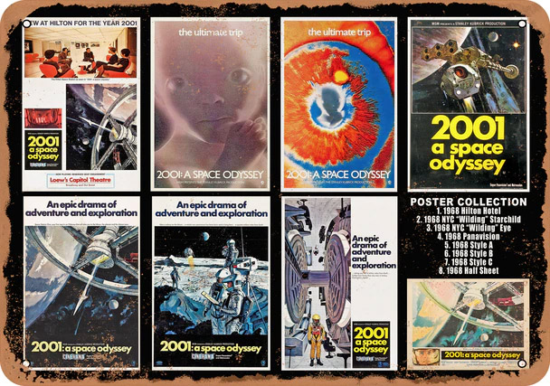 2001: A Space Odyssey Poster Collection 1968 Movie 10" x 14" Metal Sign (WEATHERED VERSION) - Click Image to Close