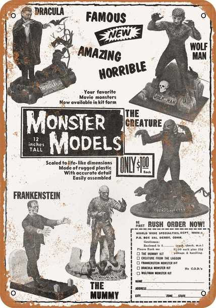 Monster Models 1963 Comic Ad Metal Sign 9" x 12" - Click Image to Close