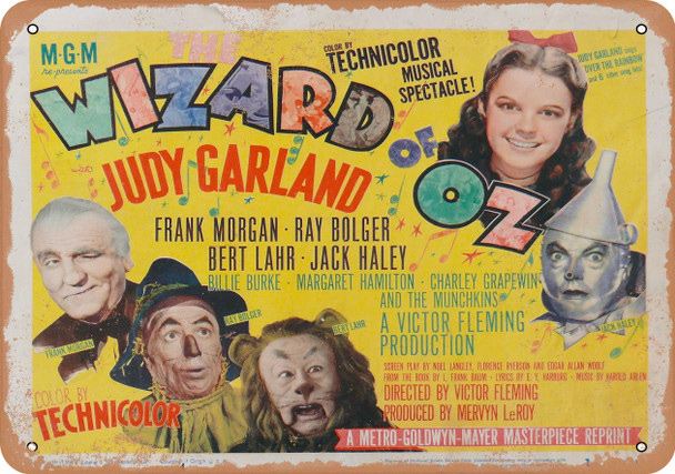 Wizard of Oz 1939 Cast Poster 10" x 14" Metal Sign - Click Image to Close
