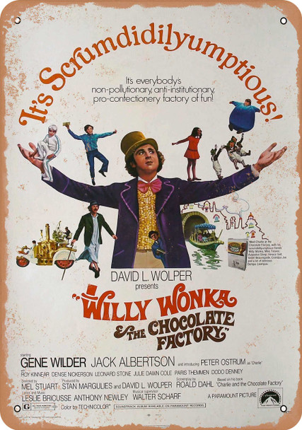 Willy Wonka and the Chocolate Factory 1971 10" X 14" Metal Sign - Click Image to Close