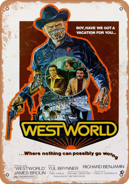 Westworld 1973 Movie Poster 10" X 14" Metal Sign - Click Image to Close