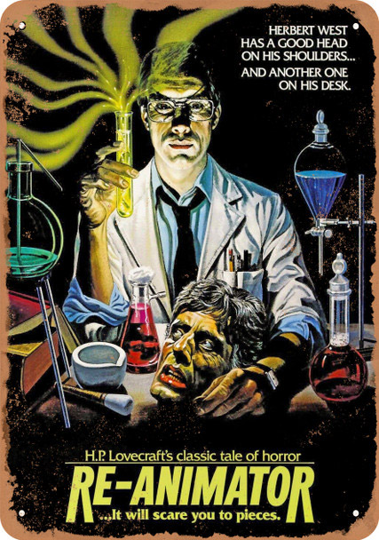 Re-Animator 1985 US Movie Poster 10" x 14" Metal Sign H.P. Lovecraft - Click Image to Close