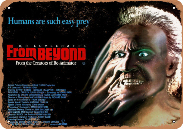From Beyond 1986 US Movie Poster 10" x 14" Metal Sign H.P Lovecraft - Click Image to Close