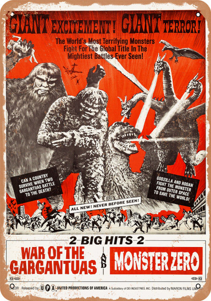 War of the Gargantuas / Godzilla Monster Zero 1966 10" x 14" Metal Sign - Click Image to Close